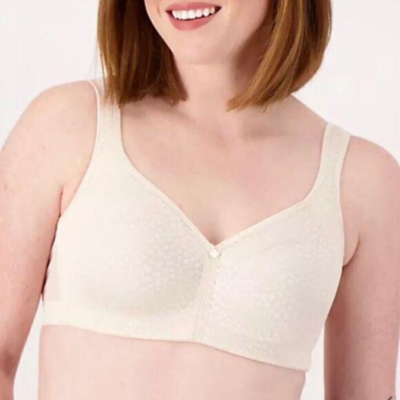 Breezies Wirefree Diamond Shimmer Unlined Support Bra Champagne 42DD - Picture 1 of 10